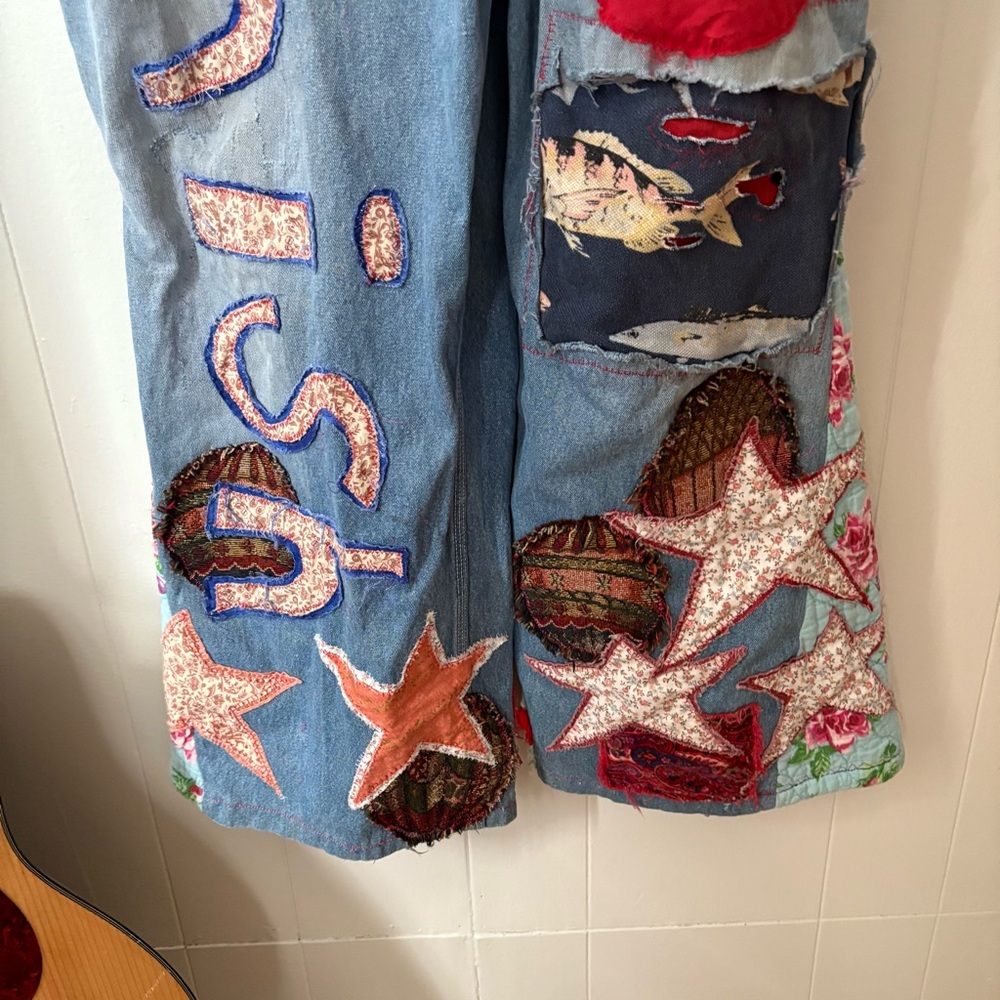 Phish Upcycled Patchwork Hippie Overalls - Picture 8 of 15